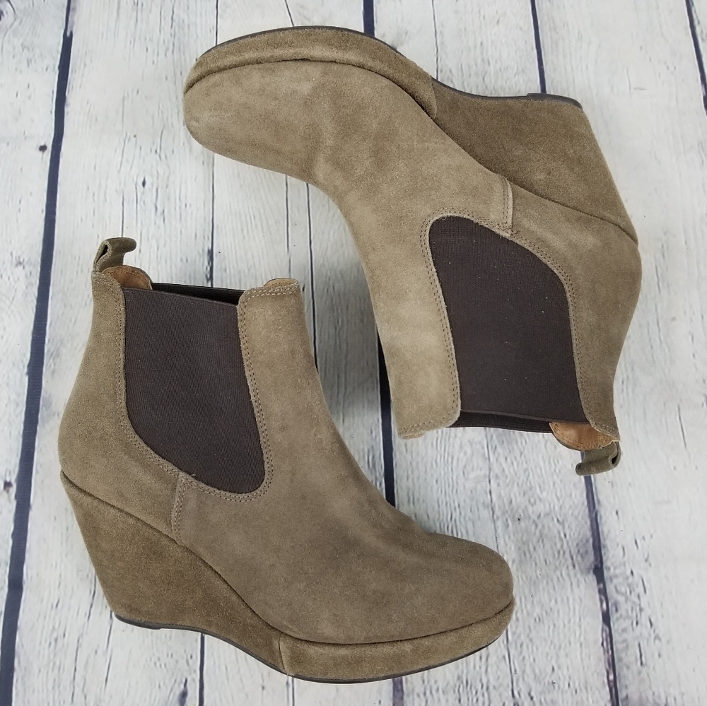 BROWNS | suede leather pull-on wedge Chelsea boots